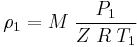   \rho_1 = M\;\frac{P_1}{Z\;R\;T_1}