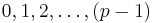 0,1,2,\ldots,(p-1)