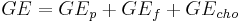 {GE} = {{GE}_p %2B {GE}_f %2B {GE}_{cho}} \,