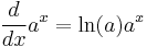  \frac{d}{dx}a^x = \ln(a)a^x