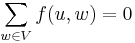 \sum_{w \in V} f(u,w) = 0