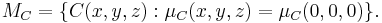  M_C = \{ C(x,y,z)�: \mu_C (x,y,z) = \mu_C (0,0,0) \}. 