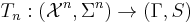 T_n:(\mathcal{X}^n,\Sigma^n)\rightarrow(\Gamma,S)