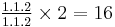 Upper: 1.1.2, lower: 1.1.2, total: 16