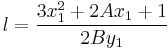 l = \frac{3x_1^2 %2B 2Ax_1 %2B 1}{2By_1}