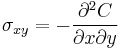 \sigma_{xy}
=-\frac{\partial^2C}{\partial x \partial y}