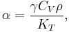 \alpha = \frac{\gamma C_V \rho}{K_T},