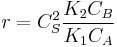 r=C_S^2 \frac{K_2C_B}{K_1C_A}