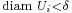 \scriptstyle \operatorname{diam}\;U_i<\delta