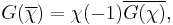 G(\overline{\chi})=\chi(-1)\overline{G(\chi)},