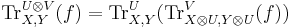 \mathrm{Tr}^{U\otimes V}_{X,Y}(f)=\mathrm{Tr}^U_{X,Y}(\mathrm{Tr}^V_{X\otimes U,Y\otimes U}(f))