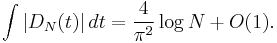 \int |D_N(t)|\,dt = \frac{4}{\pi^2}\log N%2BO(1).