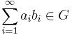 \sum_{i=1}^\infty a_i b_i \in G