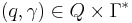 \,(q,\gamma)\in Q\times\Gamma^*