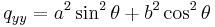 
q_{yy} = a^2 \sin^2 \theta %2B b^2 \cos^2 \theta\,
