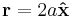 \mathbf{r} = 2a \mathbf{\hat{x}}