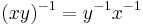 (xy)^{-1} = y^{-1}x^{-1}