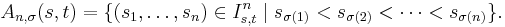 A_{n,\sigma}(s,t)=\{(s_1,\ldots,s_n)\in I_{s,t}^n\mid s_{\sigma(1)}<s_{\sigma(2)}<\cdots<s_{\sigma(n)}\}.