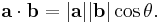  \mathbf{a} \cdot \mathbf{b} = |\mathbf{a}||\mathbf{b}| \cos\theta. \, 