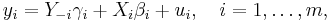 
    y_i = Y_{-i}\gamma_i %2B X_i\beta_i %2B u_i, \quad i=1,\ldots,m,
  