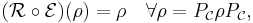 
  (\mathcal{R} \circ \mathcal{E})(\rho) = \rho \quad \forall \rho = P_{\mathcal{C}}\rho P_{\mathcal{C}},
