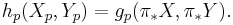 h_p(X_p,Y_p) = g_p(\pi_*X,\pi_*Y).