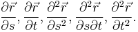  \frac{\partial\vec{r}}{\partial s}, \frac{\partial\vec{r}}{\partial t}, 
\frac{\partial^2\vec{r}}{\partial s^2}, \frac{\partial^2\vec{r}}{\partial s\partial t}, 
\frac{\partial^2\vec{r}}{\partial t^2}.
