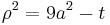 \rho^2 = 9 a^2 - t\,\!