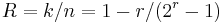 R=k/n=1-r / (2^r-1)