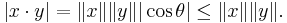 |x \cdot y| = \|x\| \|y\| | \cos \theta | \le \|x\| \|y\|.