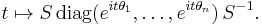 t\mapsto S\,\mbox{diag}(e^{it\theta_1},\dots,e^{it\theta_n})\,S^{-1}.