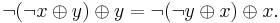  \lnot ( \lnot x \oplus y)\oplus y = \lnot ( \lnot y \oplus x) \oplus x.