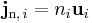 \bold{j}_{{\rm n}, \, i} = n_i \mathbf{u}_i 