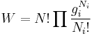 W=N!\prod \frac{g_i^{N_i}}{N_i!}