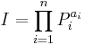  I = \prod_{i=1}^n P_i^{a_i}