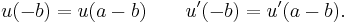  u(-b)=u(a-b) \qquad u'(-b)=u'(a-b). \,\! 