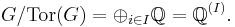 G/\mathrm{Tor}(G) = \oplus_{i \in I} \mathbb Q = \mathbb Q^{(I)}.