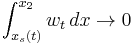 \int_{x_s(t)}^{x_2}w_t \, dx\rightarrow0