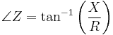 \angle Z = \tan^{-1} \left(\frac{X}{R}\right)