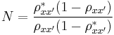 N=\frac{{\rho}^*_{xx'}(1-{\rho}_{xx'})}
{{\rho}_{xx'}(1-{\rho}^*_{xx'})}
