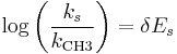 \log \left (\frac {k_s}{k_{\text{CH3}}}\right ) = \delta E_s