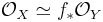 \mathcal{O}_X \simeq f_* \mathcal{O}_Y