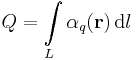 Q=\int\limits_L \alpha_q(\mathbf r) \,\mathrm{d}l