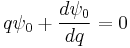 q \psi_0 %2B \frac{d\psi_0}{dq} = 0