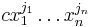 c x_1^{j_1}\ldots x_n^{j_n}\,\!