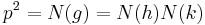 p^2=N(g)=N(h)N(k)