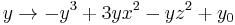 
y\rightarrow 
-y^3 %2B 3 y x^2 - y z^2  %2B y_0
