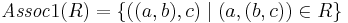 \mathit{Assoc}1(R) = \{((a,b),c) \mid (a,(b,c)) \in R\}