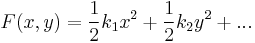 F(x, y) = \frac{1}{2} k_1 x^2 %2B \frac{1}{2} k_2 y^2 %2B ...