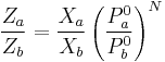 \ \frac{Z_a}{Z_b} = \frac{X_a}{X_b} \left (\frac{P^0_a}{P^0_b} \right) ^N 